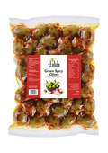 Stalida Premium Spicy  Πράσινες Ελιές  – Εμπλουτισμένες με τσίλι & σκόρδο 250 γρ