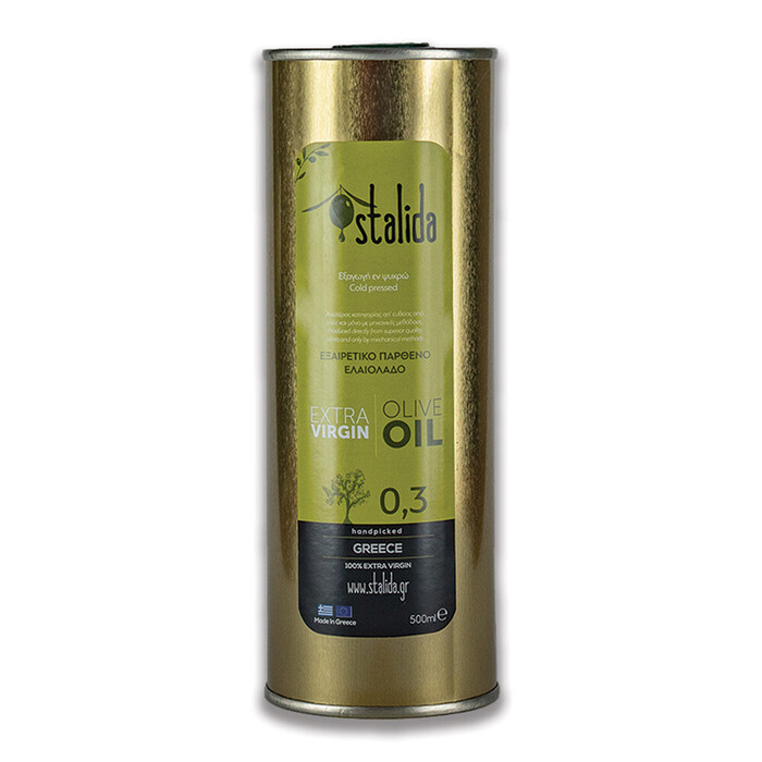 Εξαιρετικό παρθένο ελαιόλαδο 500ML μεταλλικό Σταλίδα, από την οικογένεια Νταμπώση, συγκομιδή 2024/2025 Βεροία,Ελλάδα,ψυχρή έκθλιψη,ποικιλία κορωνέικη,χωρίς φυτοφάρμακα, Βελούδινη φρουτώδης γεύση